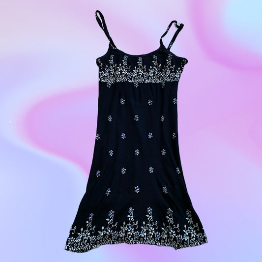 Vintage 90's Black Floral Dress