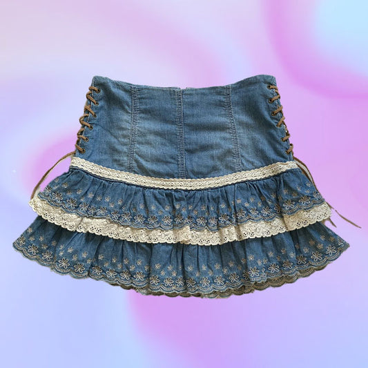 Vintage Y2K Morgan de Toi Ruffle Mini Skirt