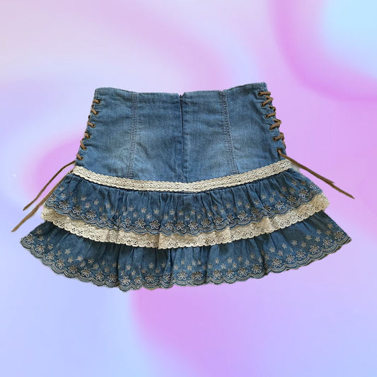 Vintage Y2K Morgan de Toi Ruffle Mini Skirt