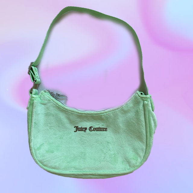 Vintage Y2K Juicy Green Velour Shoulder Bag