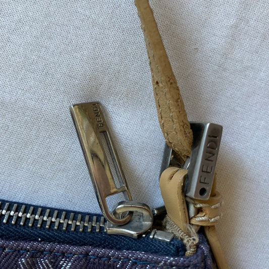 Vintage Fendi Zucca Denim Shoulder Bag