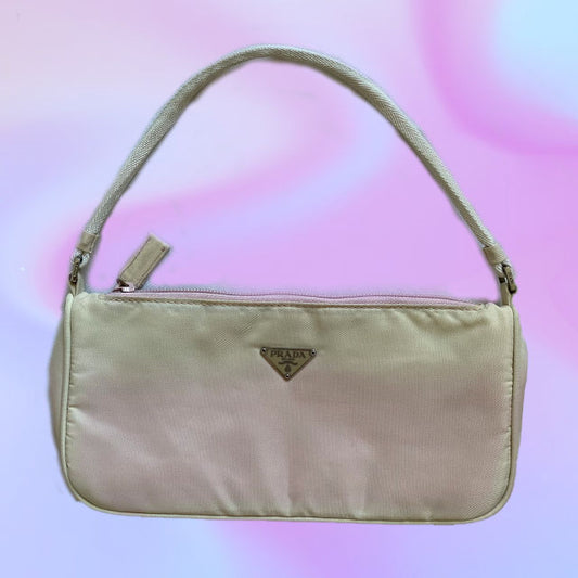 Vintage 90's Prada Pink and White Ombre Nylon Shoulder Bag