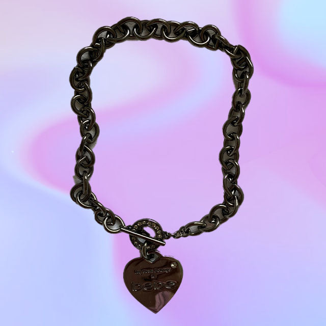 Vintage Y2K Bebe Gunmetal Choker Necklace