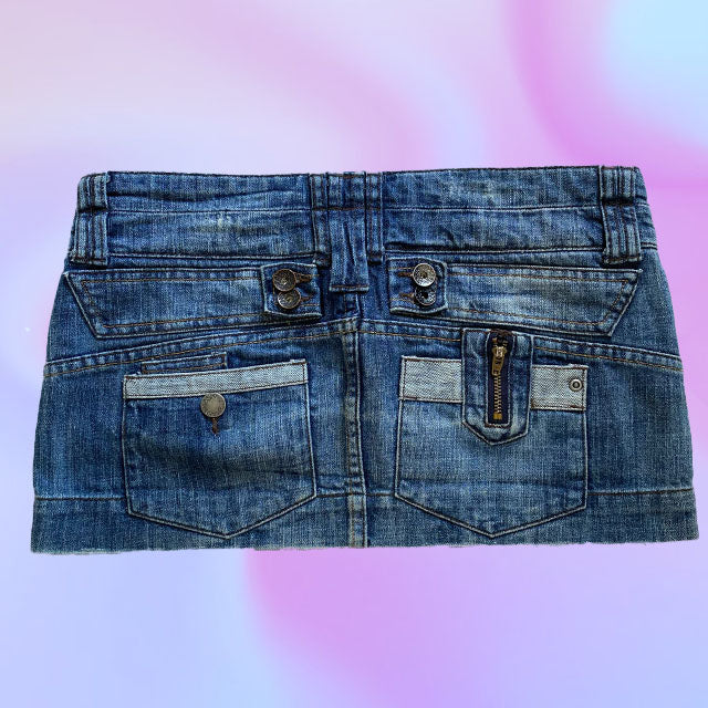 Vintage Y2K Micro Mini Denim Skirt