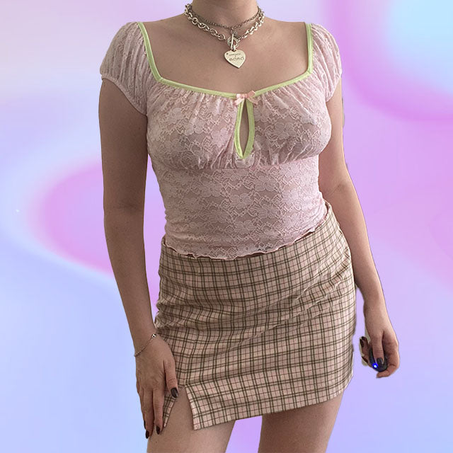 Vintage 90's Style Pink Plaid Skirt