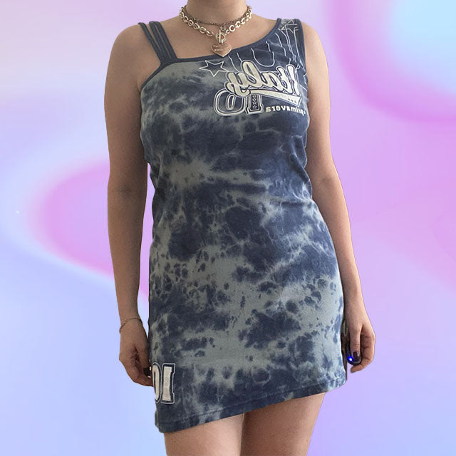 Vintage Y2K Tie Dye One Shoulder Dress