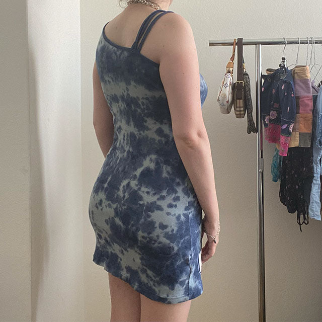 Vintage Y2K Tie Dye One Shoulder Dress