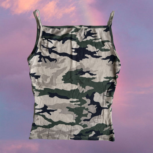 Vintage 90's Skater Camo Print High Neck Cami Top (S)