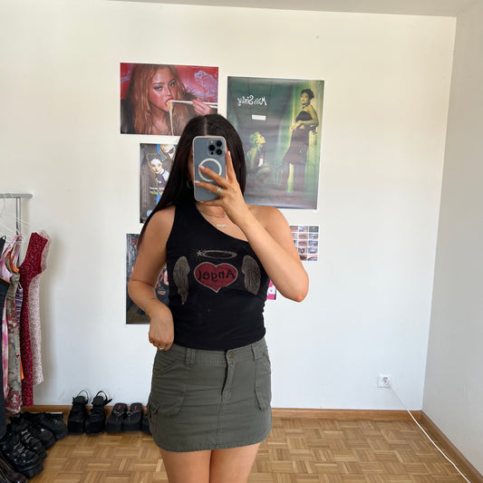 Vintage 90's Cargo Khaki Mini Skirt (36 EU / UK 8 / US 4)