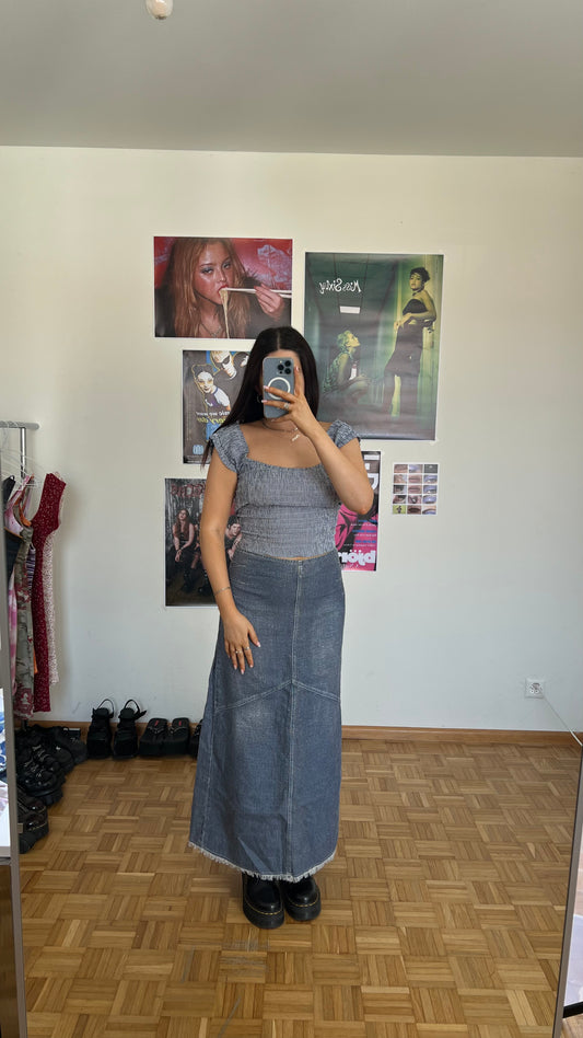 Vintage 90's Hippie Denim Maxi Skirt (36 EU / UK 8 / US 4)