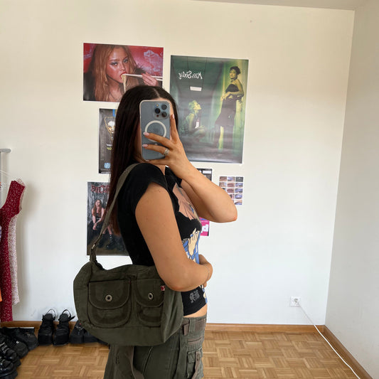 Vintage 90's Grunge Skater Khaki Cargo Shoulder Bag