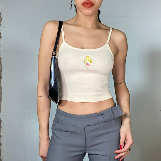 Vintage 2000's Animal Crossing Merch Beige Top with Character Print (S)