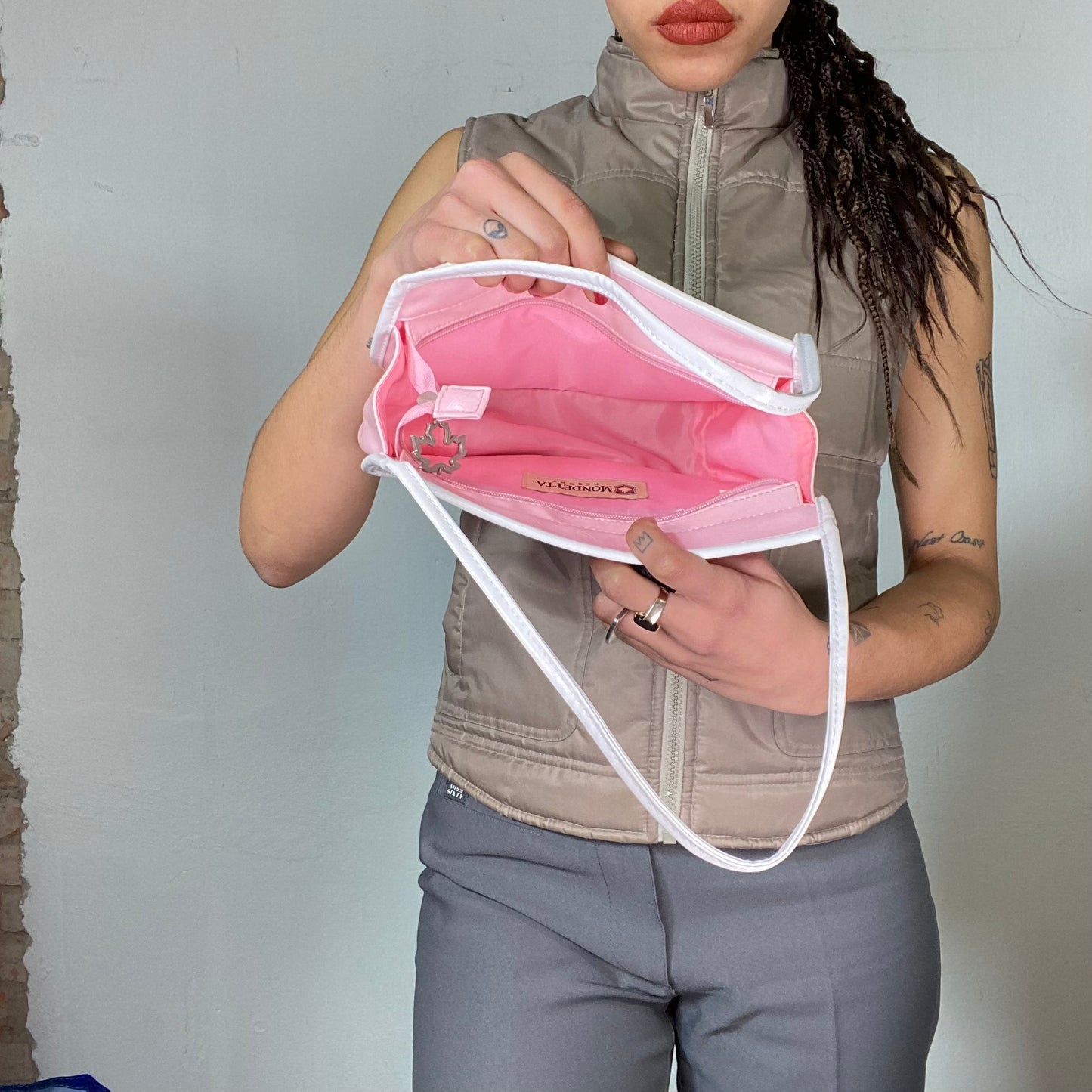 Vintage 2000's Skater Pink and White 'Canada' Shoulder Bag