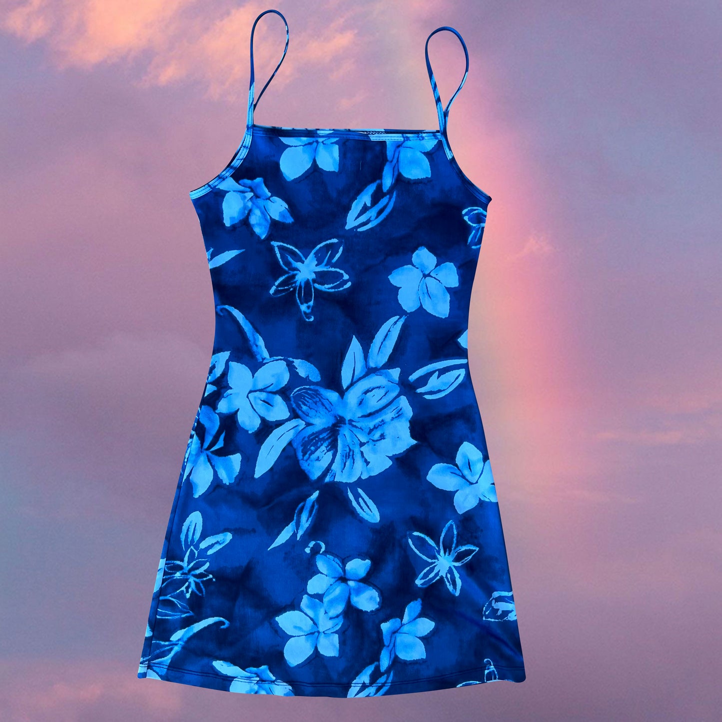 Vintage 90's Italian Summer Blue Floral Cami Dress (XS/S)