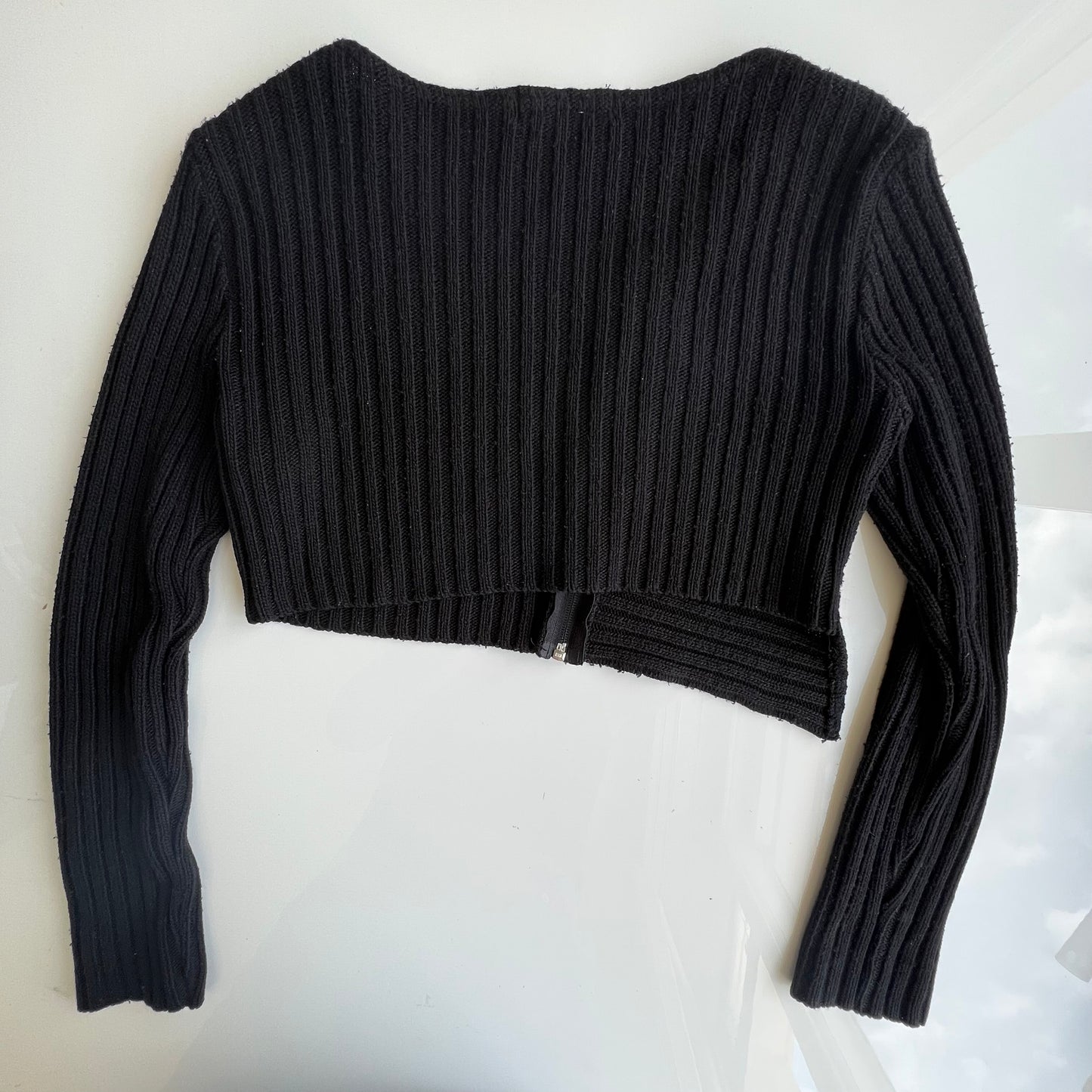 Vintage 90's Subversive Asymmetric Black Cropped Pullover (XS/S/M)