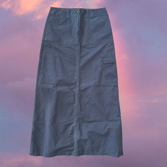 Vintage 90's Techwear Khaki Cargo Maxi Skirt (36 EU / UK 8 / US 4)