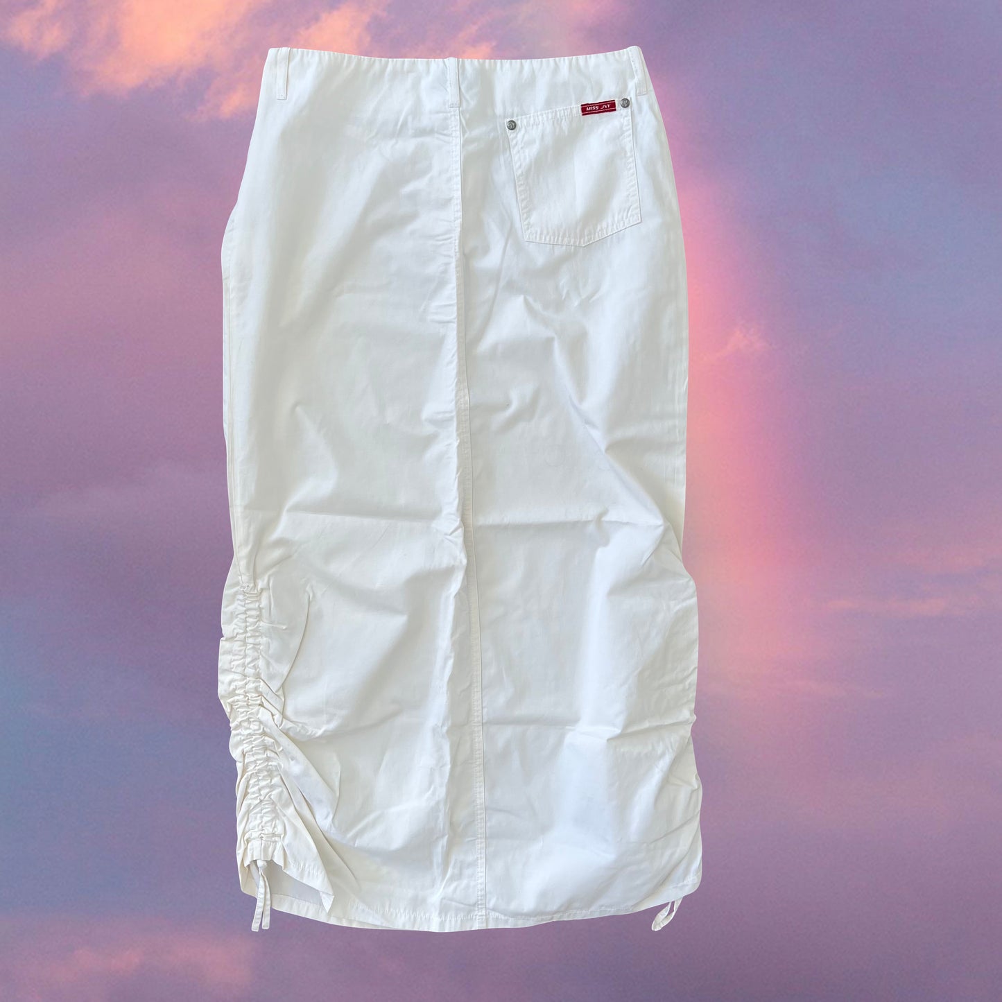 Vintage 90's Techwear White Cargo Maxi Skirt with Side Drawstrings (36 EU / UK 8 / US 4)