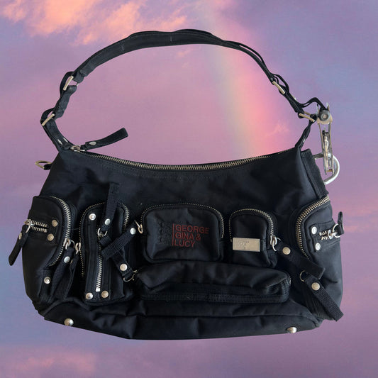 Vintage Y2K Cyber George Gina & Lucy Black Bag