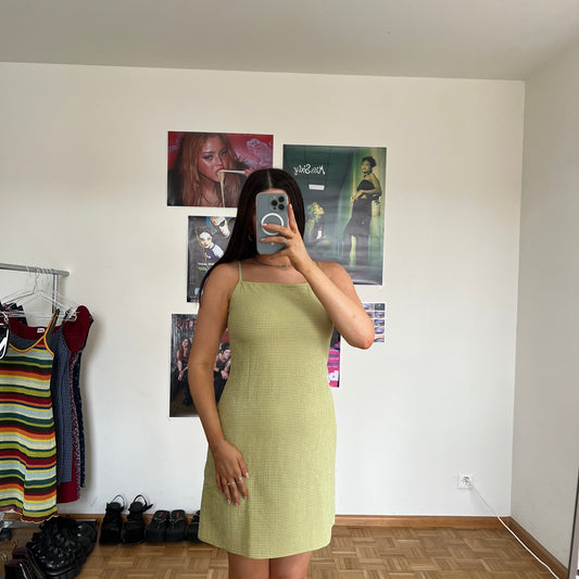 Vintage 90's Spring Green Gingham Dress (S / 36 EU / UK 8 / US 4)