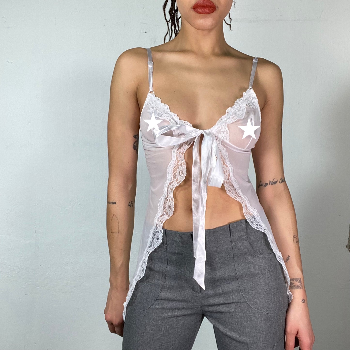 Vintage 2000's Fairy White Mesh Lingerie Top (XS/S)