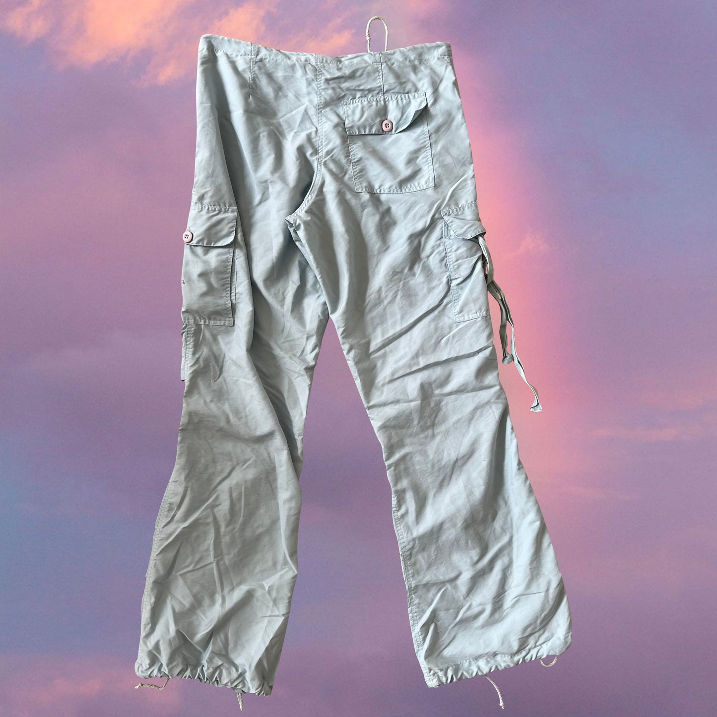 Vintage 90's Archive UFO Baby Blue Baggy Cargo Pants (XS/S)