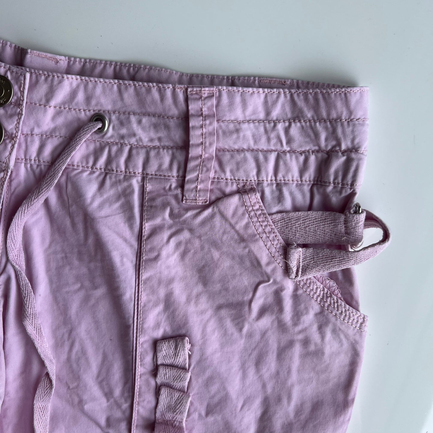 Vintage 90's Pink Low Waisted Baggy Cargos with Ruching (34 EU / UK 6 / US 2)