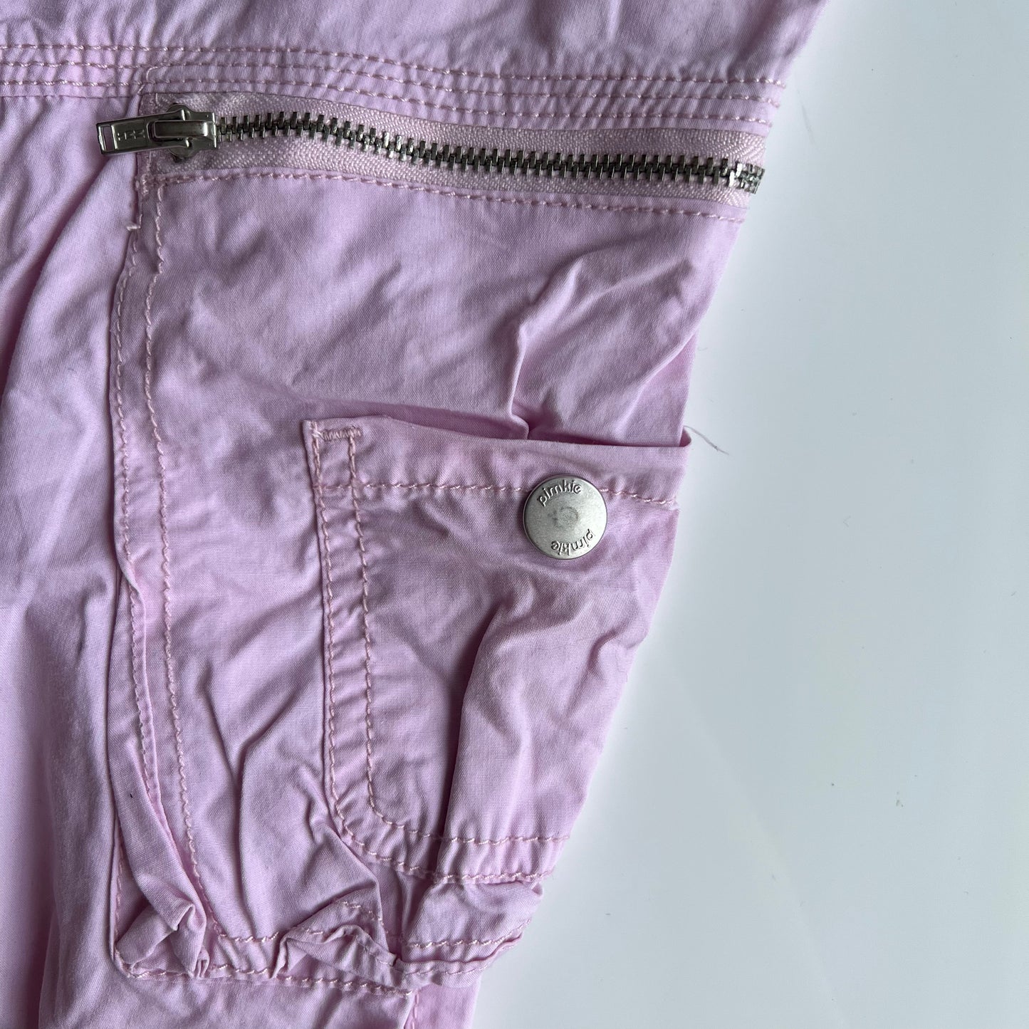 Vintage 90's Pink Low Waisted Baggy Cargos with Ruching (34 EU / UK 6 / US 2)