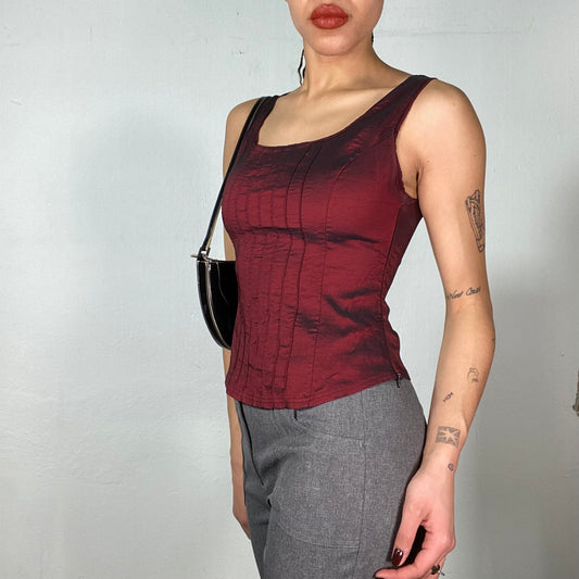 Vintage 2000's Romantic Red Iridescent Corset Top (S/M)