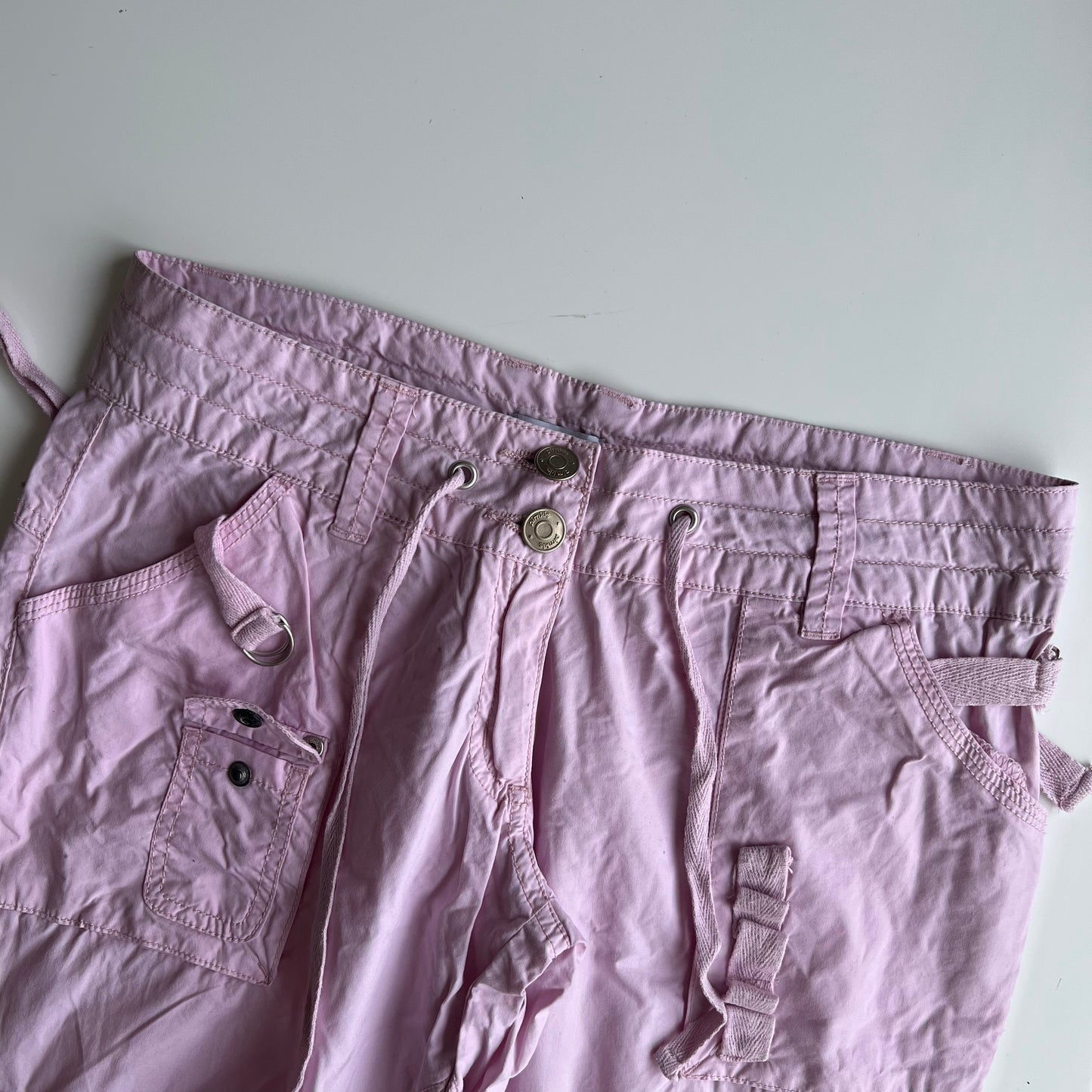 Vintage 90's Pink Low Waisted Baggy Cargos with Ruching (34 EU / UK 6 / US 2)