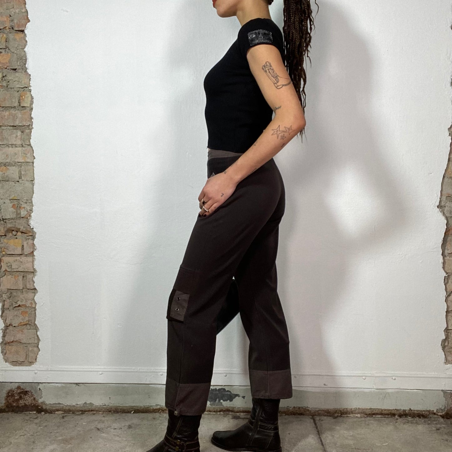 Vintage 2000's Archive Brown Cargo Capri Pants with Small Pocket Detail (S)