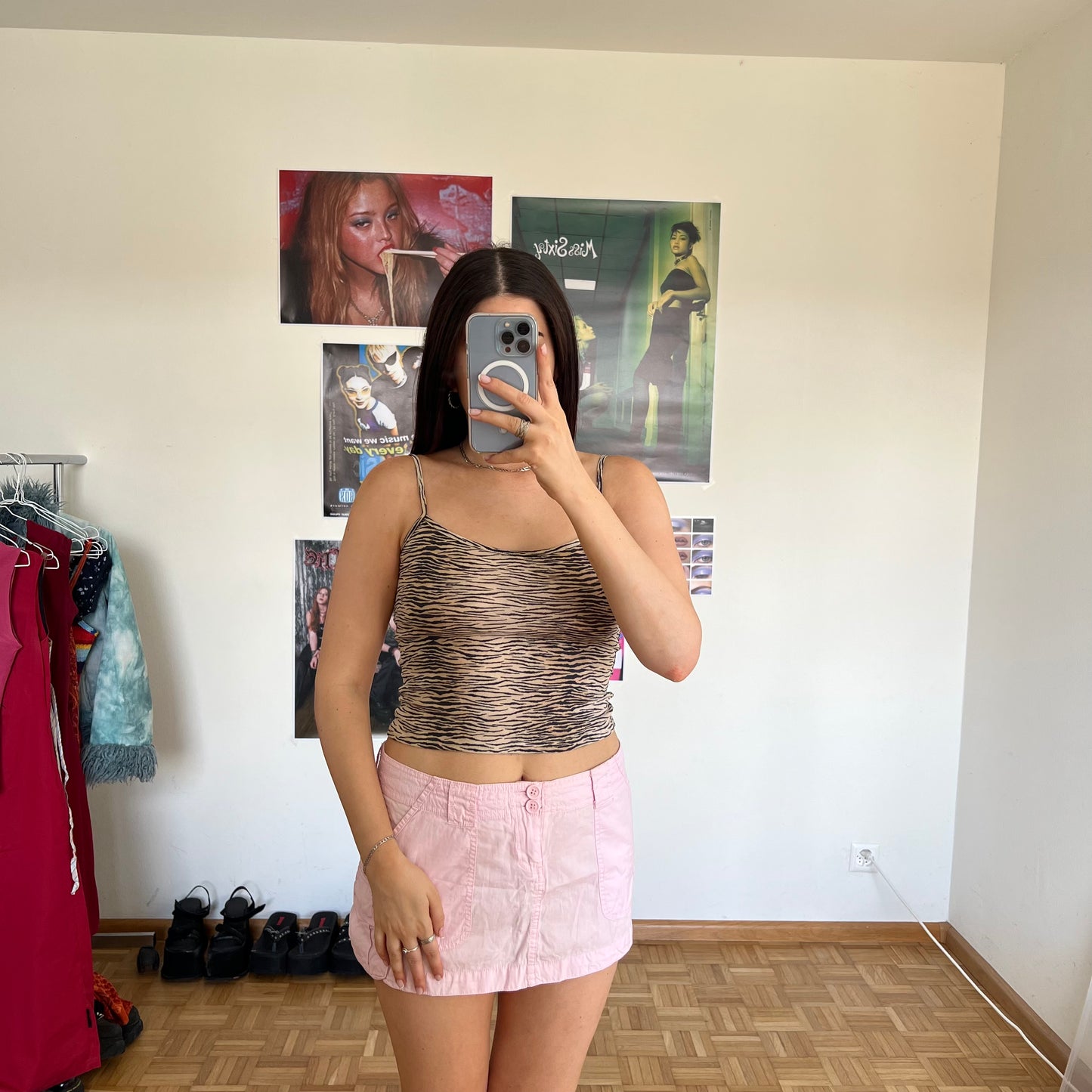 Vintage 90's Baby Pink Cargo Mini Skirt (34 EU / UK 6 / US 2)