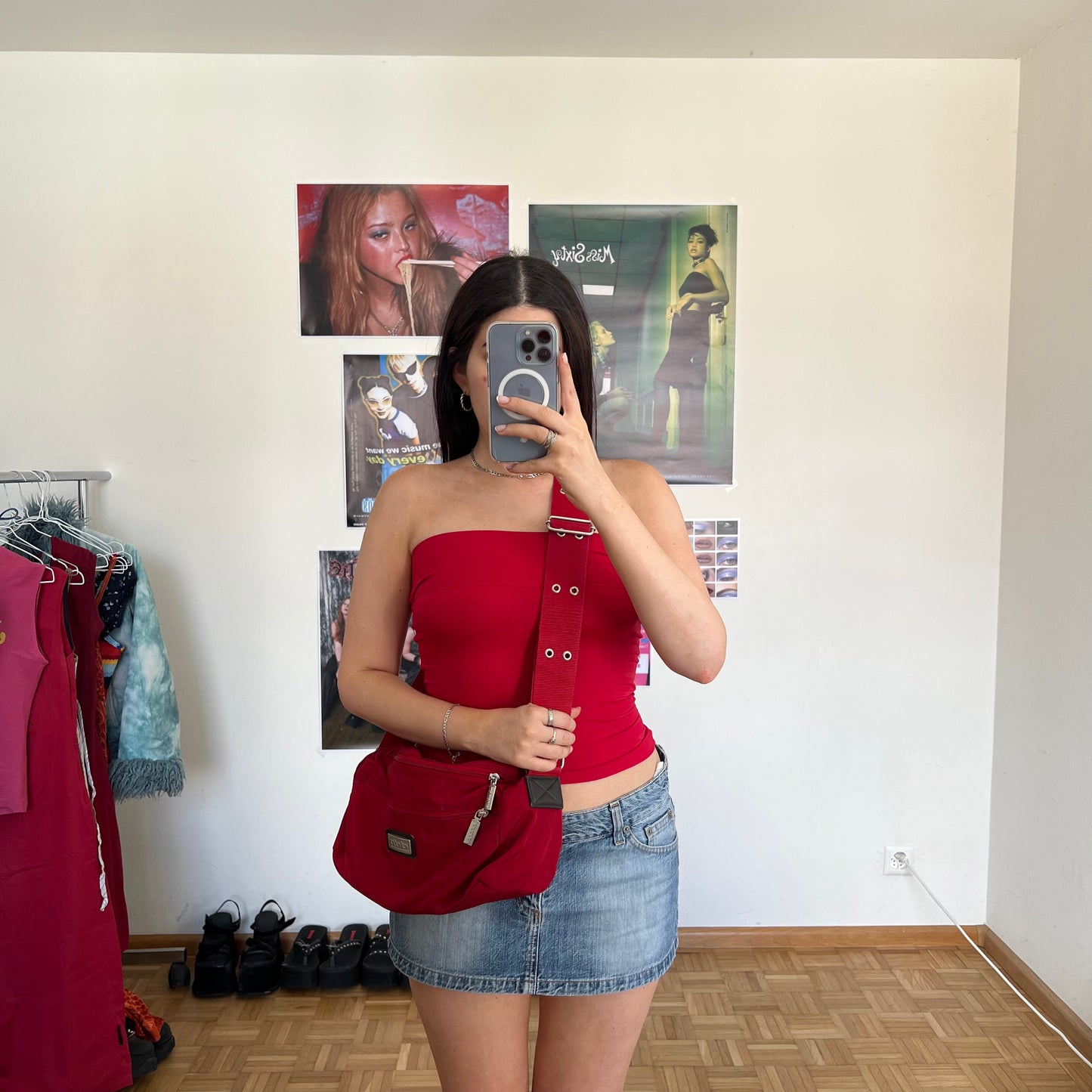 Vintage 90's Skater Red Cargo Crossbody Bag