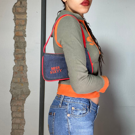 Vintage 2000's Archive Miss Sixty Denim Shoulder Bag with Red Details