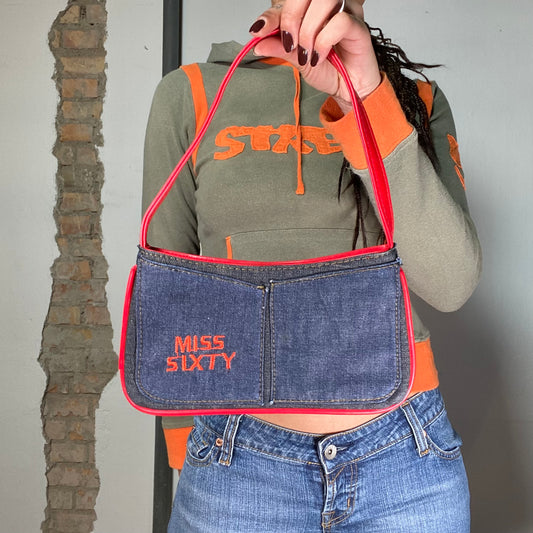 Vintage 2000's Archive Miss Sixty Denim Shoulder Bag with Red Details