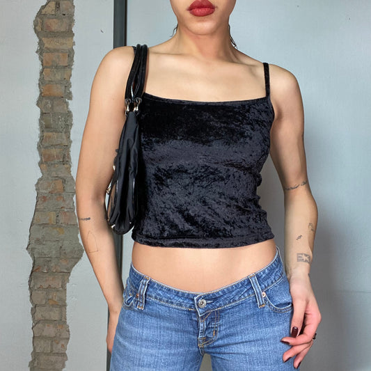 Vintage 2000's Culbwear Black Velvet Top (S)