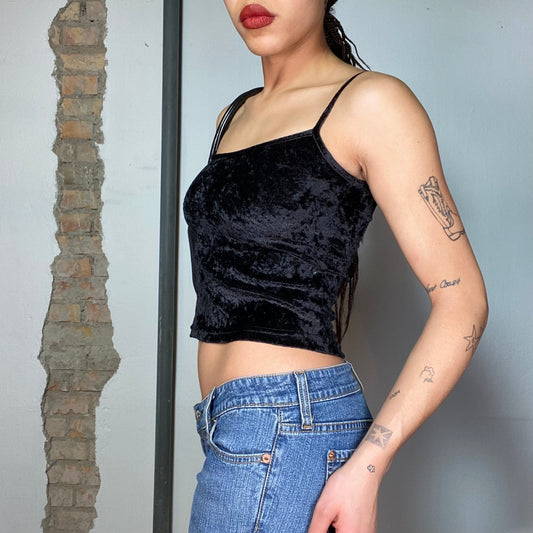 Vintage 2000's Culbwear Black Velvet Top (S)