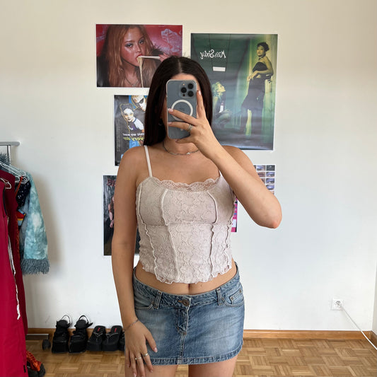 Vintage 90's Romantic White Lace Bustier Top (S)