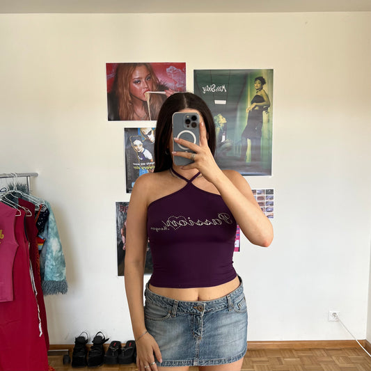 Vintage 90's Morgan de Toi Passion Purple Halter Neck Top (XS/S)