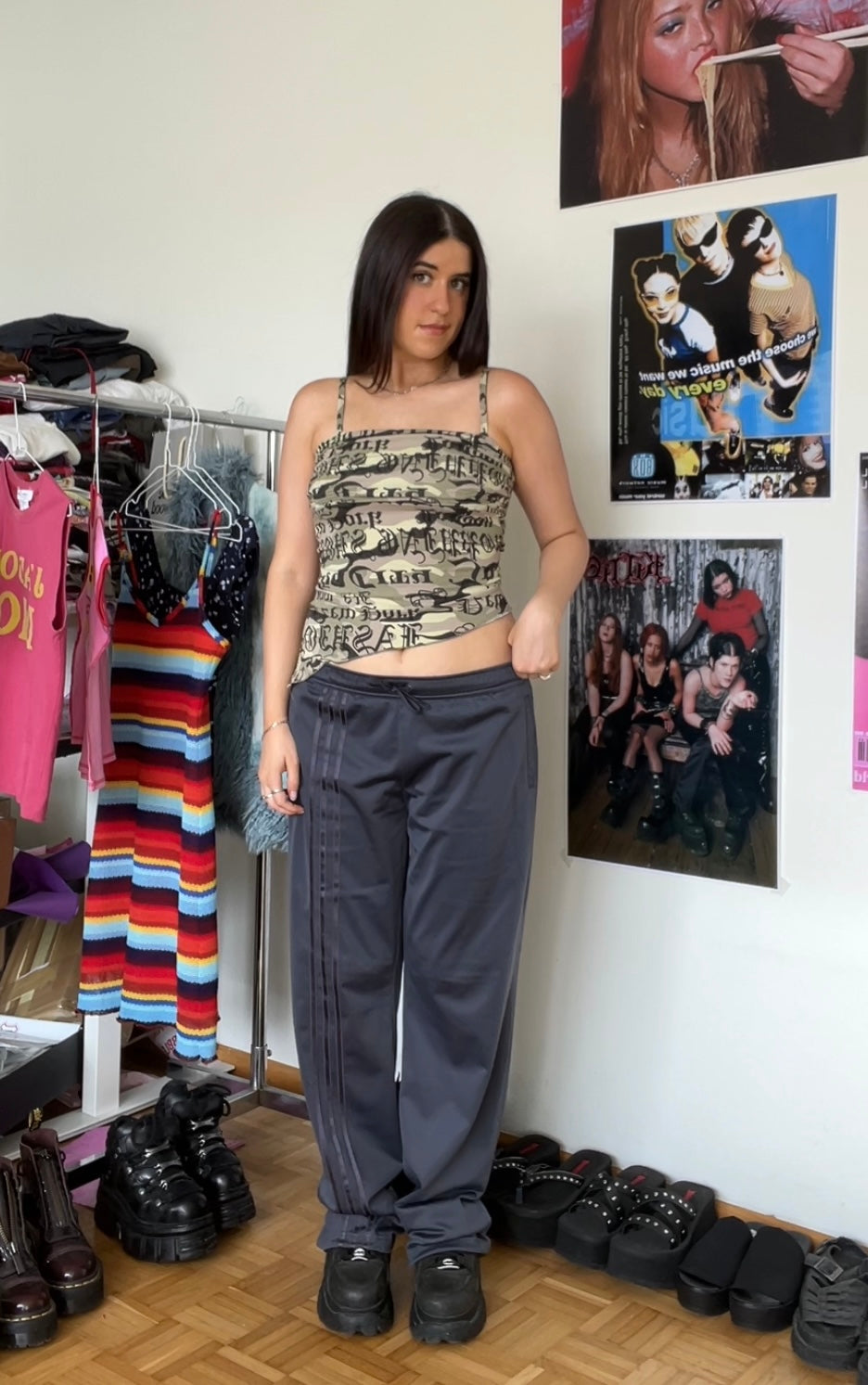 Vintage 90's Adidas Sporty Low Waisted Baggy Track Pants (S-M