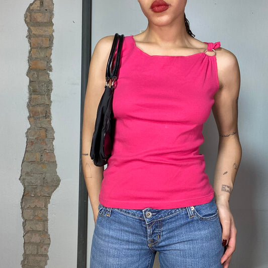 Vintage 2000's Model Off Duty Pink Tank Top with Ring Detail (S/M)