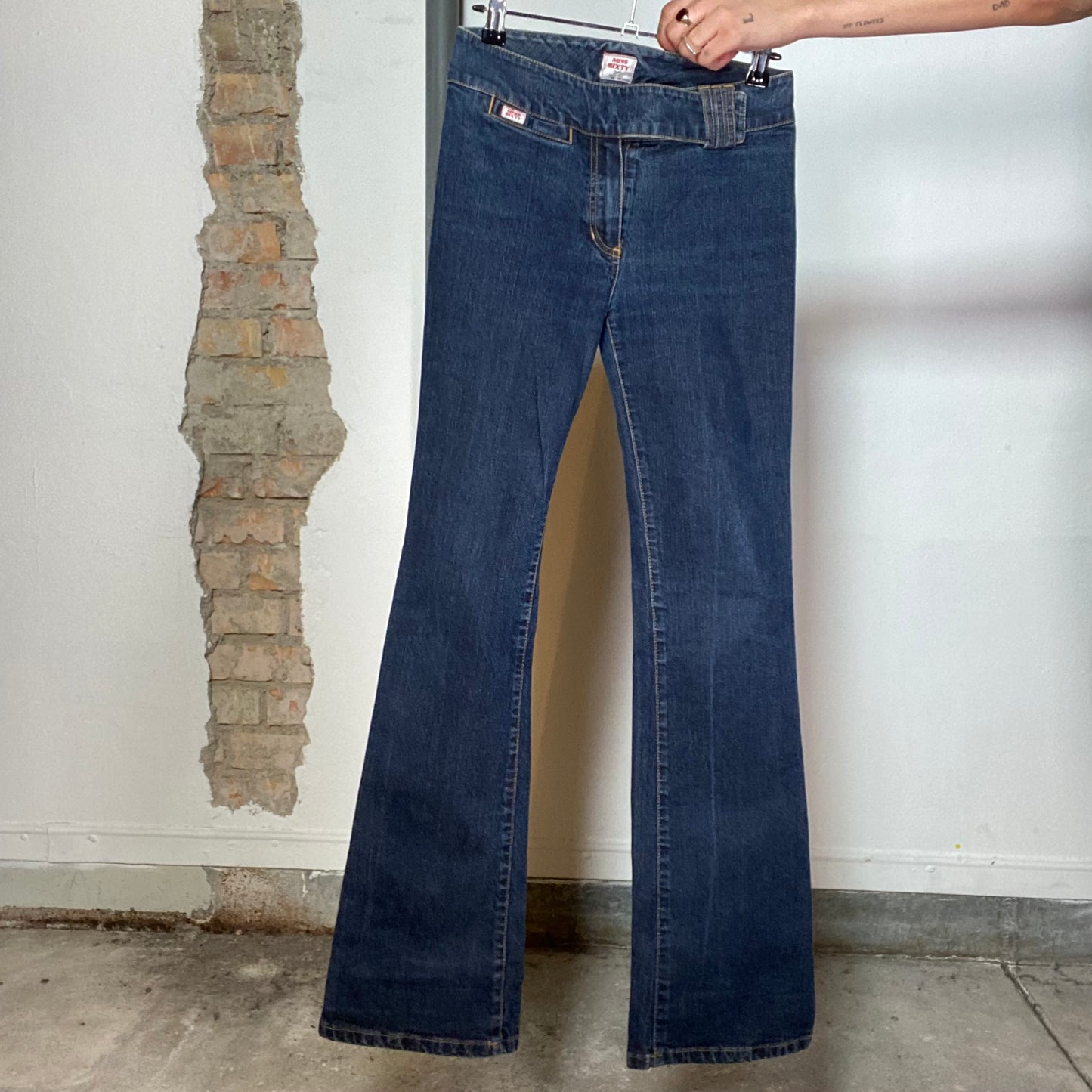 Vintage 2000's Archive Miss Sixty Flared Jeans with Belt Detail (XS)