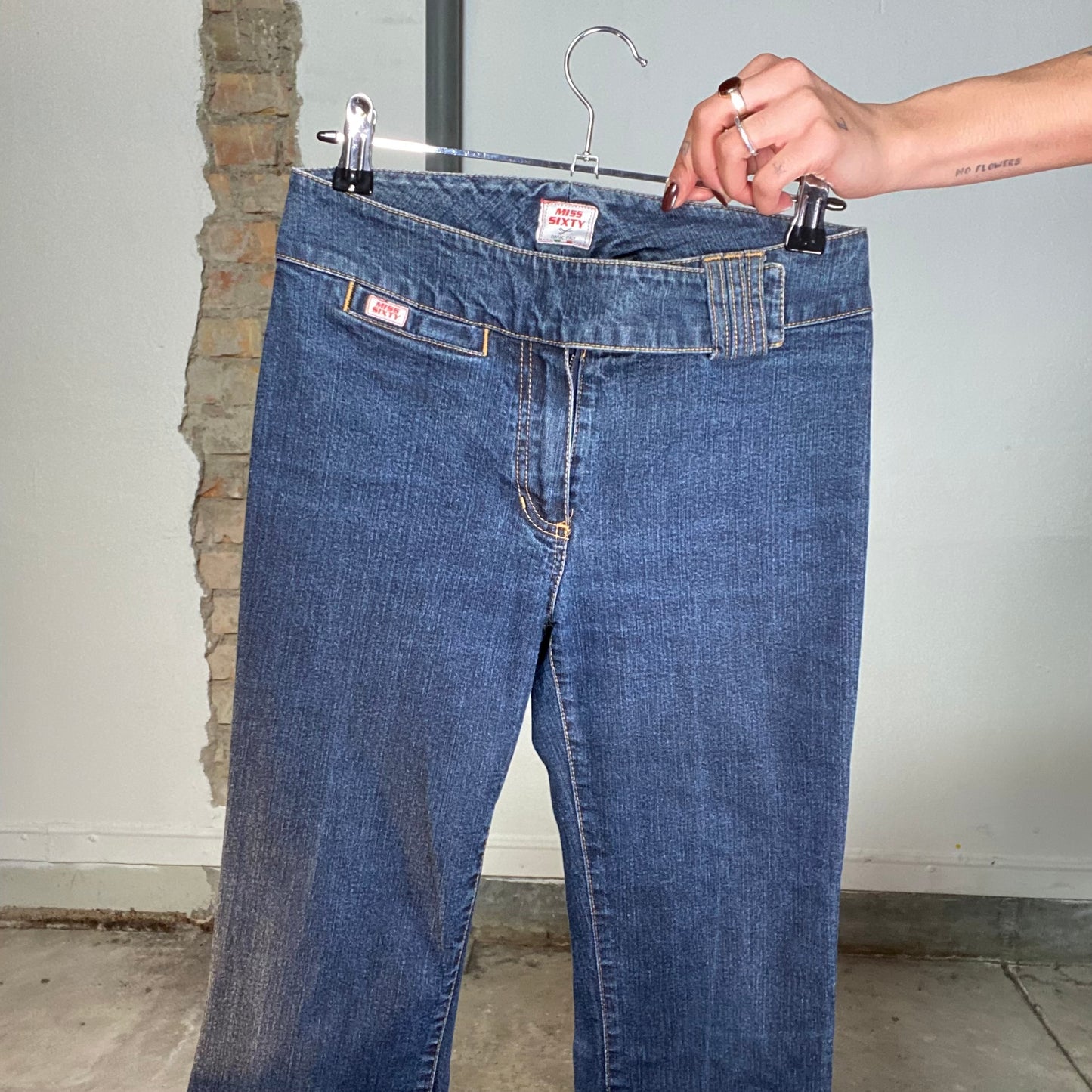 Vintage 2000's Archive Miss Sixty Flared Jeans with Belt Detail (XS)