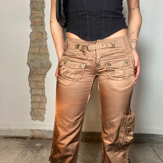 Vintage 2000's Funky Gold Low Waisted Pants (XS/S)