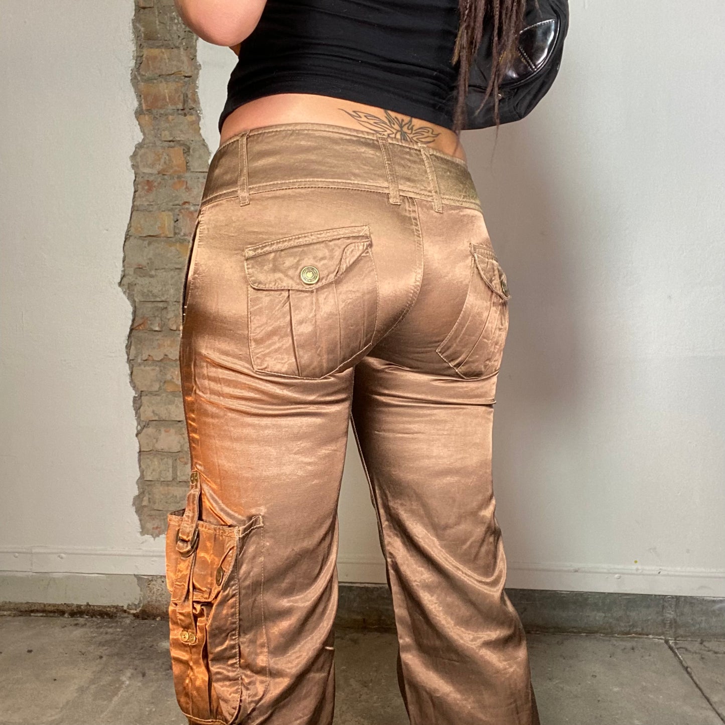 Vintage 2000's Funky Gold Low Waisted Pants (XS/S)