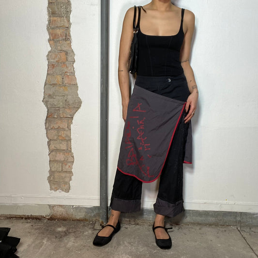 Vintage 2000's Cop Copine Grey Skirt over Pants with Red Writing Print (M)