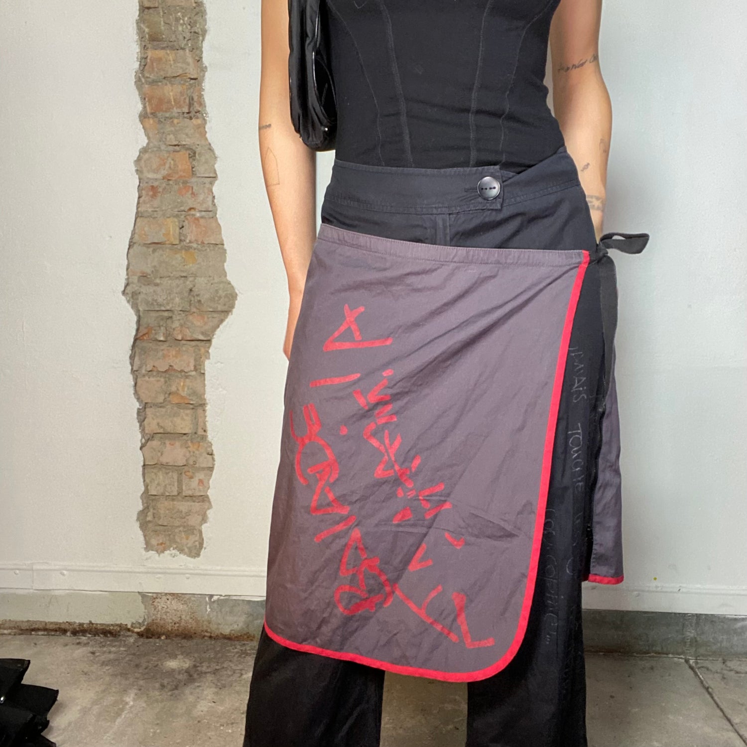 Vintage 2000's Cop Copine Grey Skirt over Pants with Red Writing