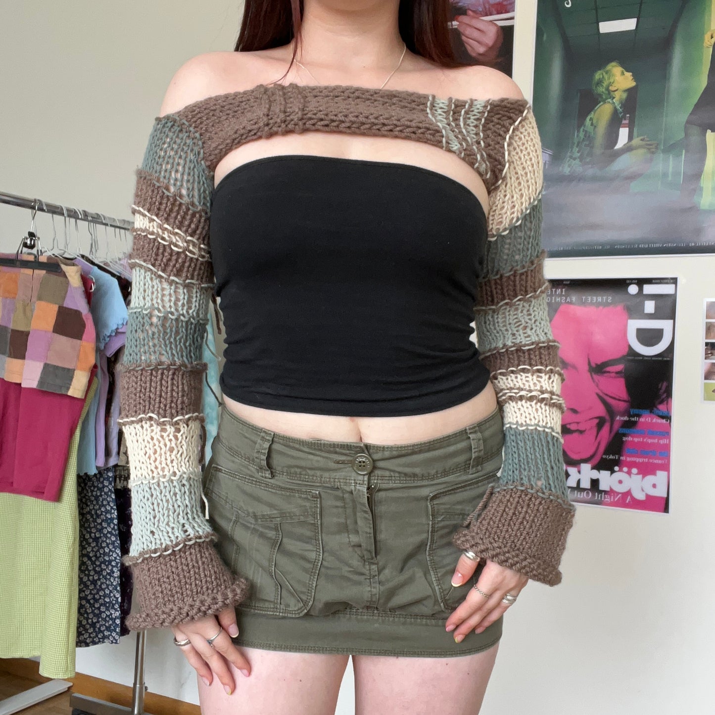 Vintage Y2K Miss Sixty Khaki Cargo Mini Skirt (S)