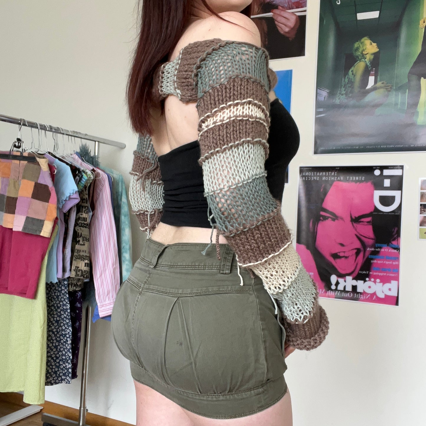 Vintage Y2K Miss Sixty Khaki Cargo Mini Skirt (S)