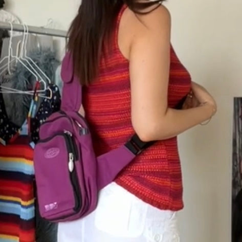 Vintage 90's Techwear Purple One Shoulder Backpack