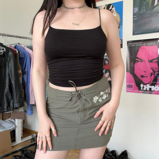 Vintage 90's Techwear Black Cargo Mini Skirt (36 EU / UK 8 / US 4)